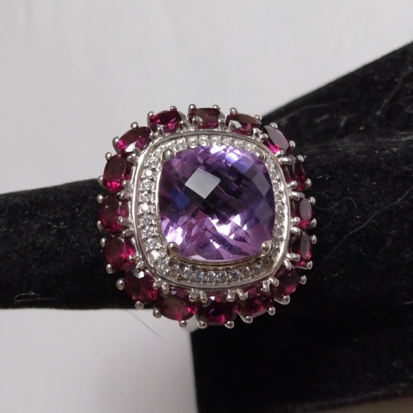 Stamped .925 Kunzite, Orissa Rhodolite Garnet and Zircon...